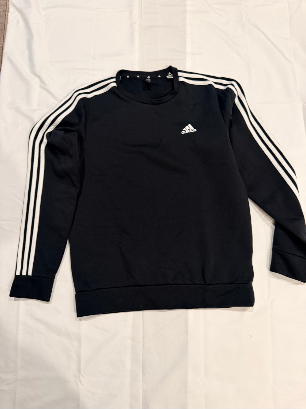 adidas Black Crewneck Sweatshirt with White Shoulder Stripes